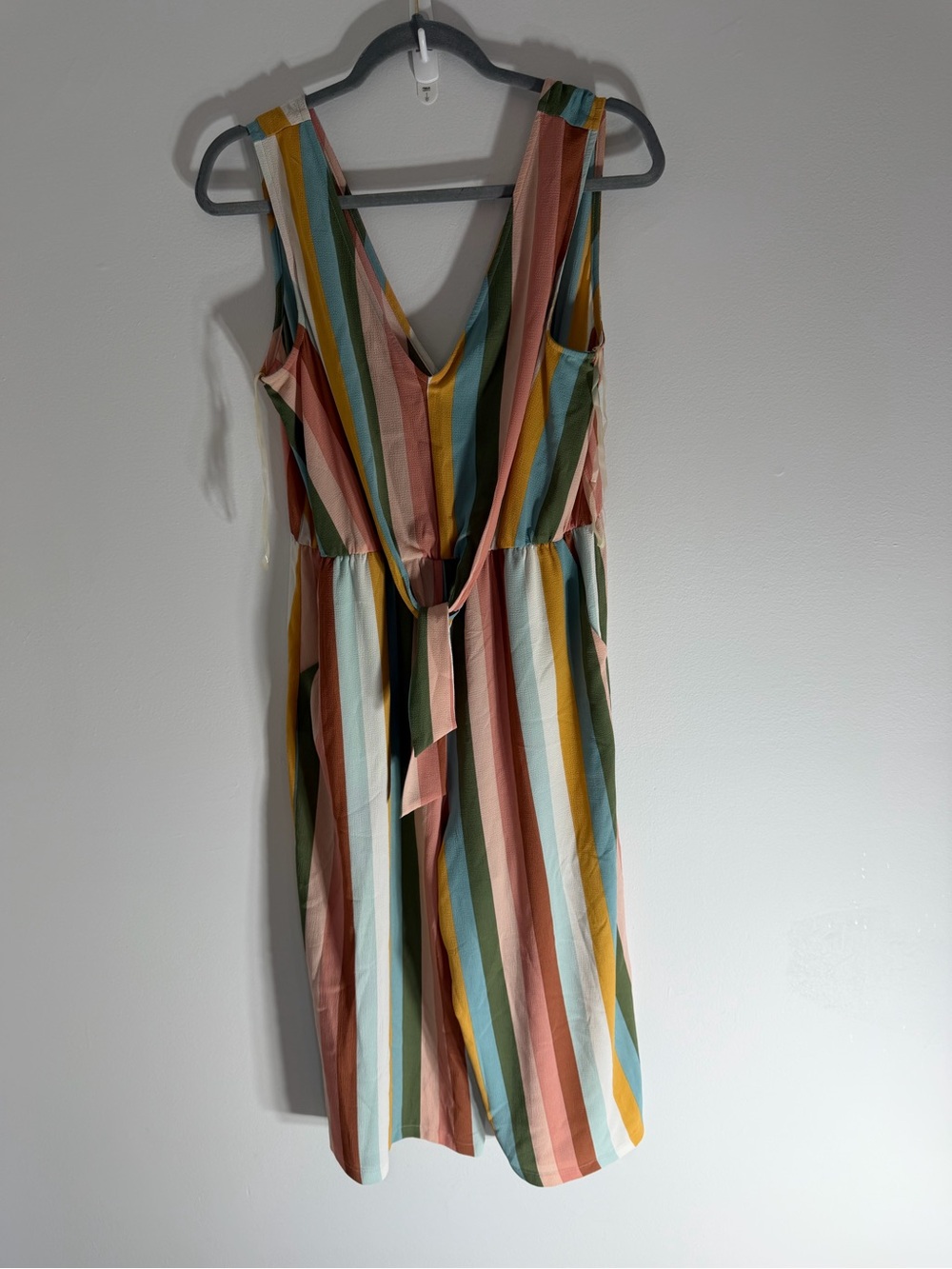 Suggested Title: AS U WISH Multicolor Striped Wide Leg Jumpsuit XL